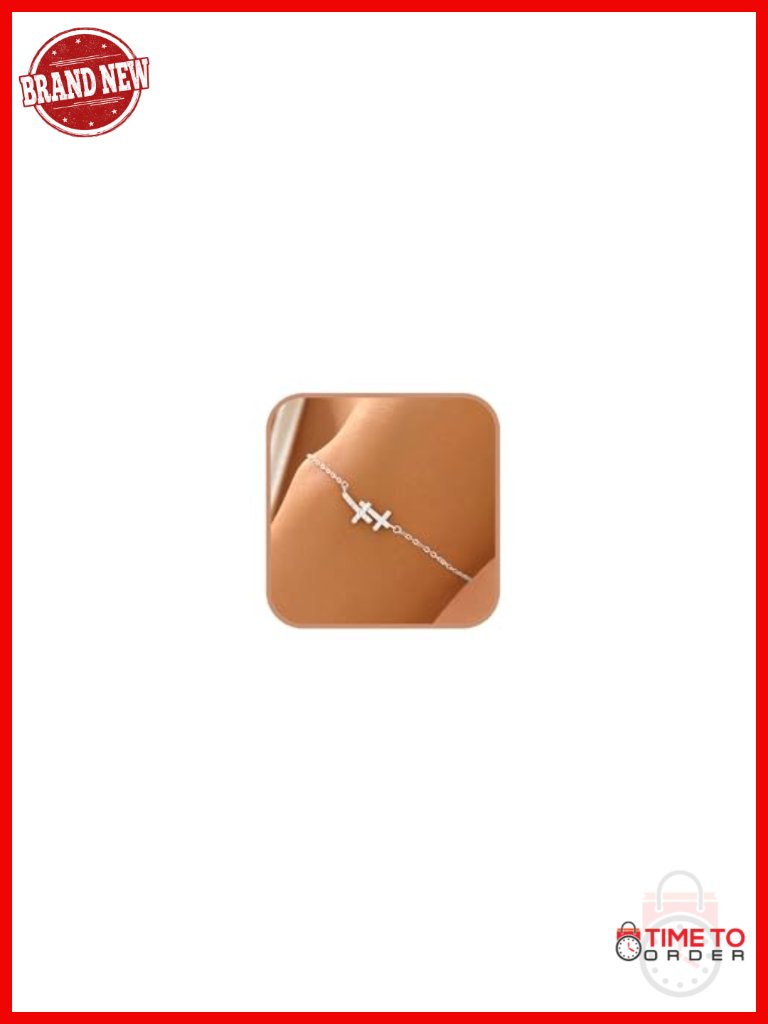 925 Sterling Silver Double Cross Bracelet | Dainty 14k Gold Plated Cubic
